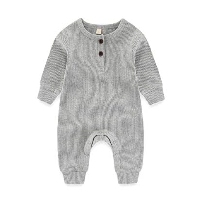 Cozy Ribbed Buttoned Rompers for Newborns with Mitten Cuffs - 3 Pack - Image 4