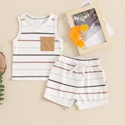 Striped Summer Ensemble for Baby Boys - Image 2