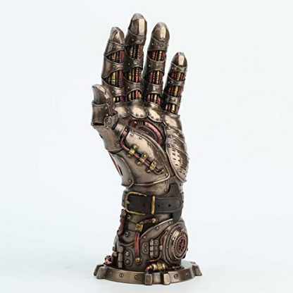 Intricate 10-Inch Steampunk Gauntlet Sculpture with Bronze Finish - Image 3