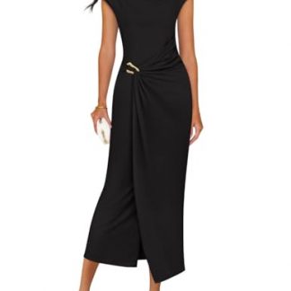 Elegant Summer Midi Dress with Cap Sleeves