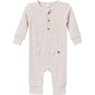 Cozy Mini-Waffle Baby Romper in Oatmeal Heather