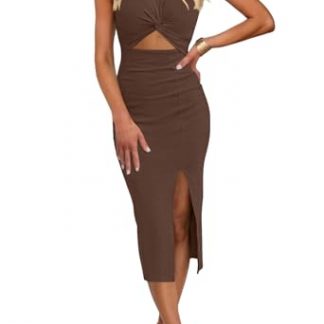 Chic Sleeveless Cutout Midi Bodycon Dress