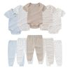 Khaki Striped Ribbed 10 Pieces
