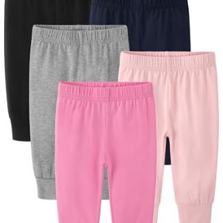 5-Pack Versatile Unisex Baby Pants, 0-24M, Multicolor Cotton Leggings