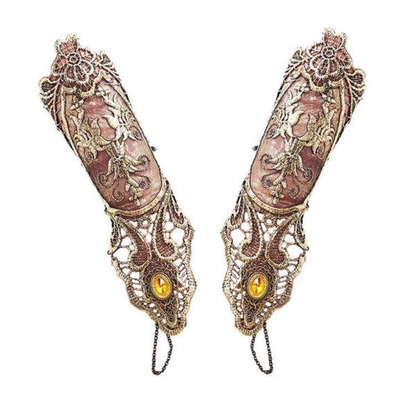 Elegant Gothic Lace Fingerless Gloves with Adjustable Ring