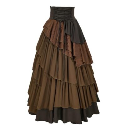 Women's Vintage-Inspired High-Waisted Steampunk Skirt - Image 4
