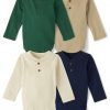 Cream/Tan/Black/Brown Henley 4-pack