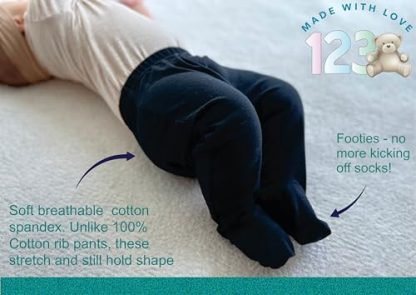 Cozy Bear Cub Cotton-Spandex Baby Pants with Feet - Image 3