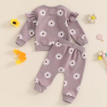 Adorable Toddler Girl's Floral Sweatshirt and Pant Set - Image 3