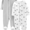Light Grey Mini Stripe/White Elephant
