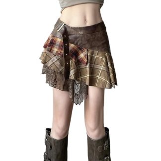 Vintage Punk Goth Mini Skirt with Asymmetrical Design