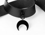 Mystical Moon Pendant Black Leather Choker - Image 3