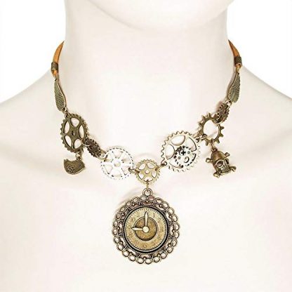 Steampunk-Inspired Gear Pendant Necklace and Earring Set - Image 2