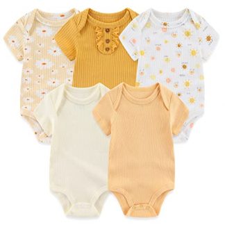 Comfortable Cotton Bodysuit Set for Newborns, Short-Sleeve, 5-Pack
