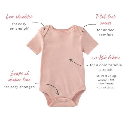 Unisex Organic Cotton Baby Bodysuits, Short Sleeve, 3-Pack - Image 2