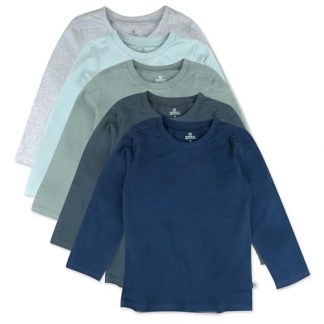 "5-Pack Organic Cotton Long Sleeve T-Shirts for Toddlers and Little Kids"