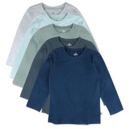 "5-Pack Organic Cotton Long Sleeve T-Shirts for Toddlers and Little Kids"
