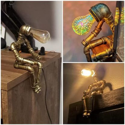 Industrial Chic Robot Desk Lamp with Edison Bulbs - Image 5