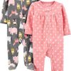 Charcoal Forest Animals/Light Pink Dots