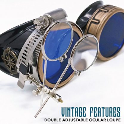 Victorian-Style Steampunk Goggles with Compass Design - Image 3