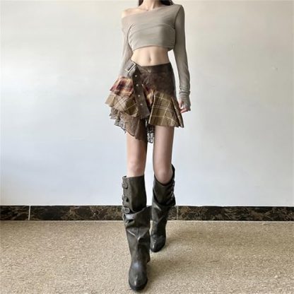 Vintage Punk Goth Mini Skirt with Asymmetrical Design - Image 3