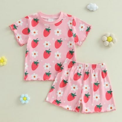 Adorable Summer Floral Outfit Set for Toddlers and Baby Girls - Image 2