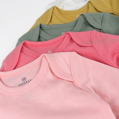 Adorable 5-Pack Long Sleeve Organic Cotton Bodysuits for Baby Girls - Image 4