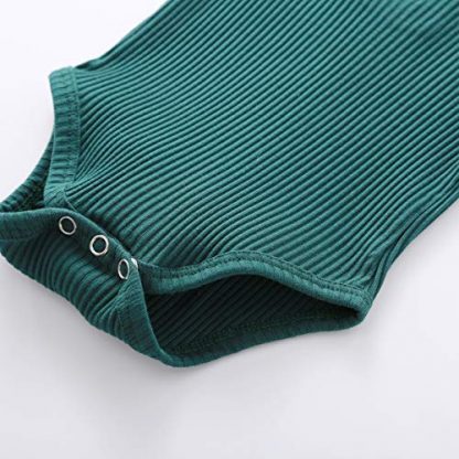 Chic Ribbed Cotton Outfit for Newborns - Romper and Pants Set - Image 5