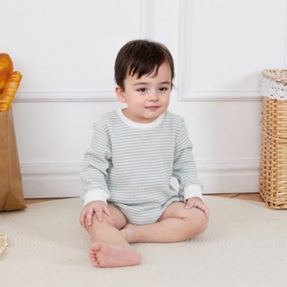 Cozy Waffle-Textured Unisex Baby Romper - Image 5
