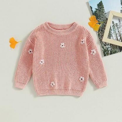Adorable Floral Embroidered Infant Sweater - Image 3