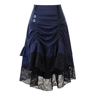 Victorian-Inspired Steampunk Lace Ruffled Skirt