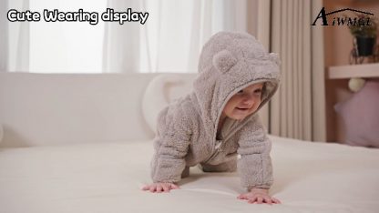 Cozy Bear-Themed Winter Romper with Fold-Over Mittens and Footies - Image 7