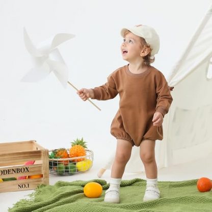 Cozy Cotton Sweatshirt Romper for Baby Boys and Girls - Image 5