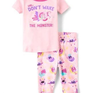 "Don't Wake The Monster" Kids' Cotton Pajama Set