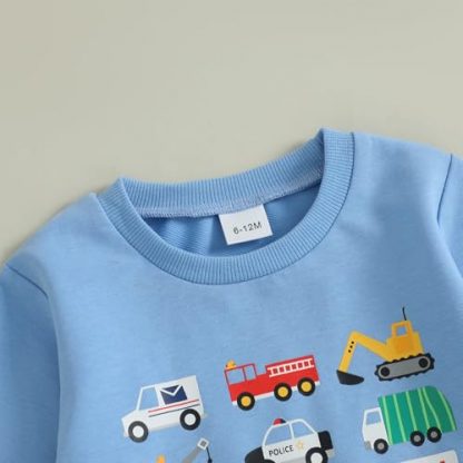 Cozy Winter Ensemble for Toddler Boys - Vehicle Themed Sweatshirt and Joggers Set - Image 4