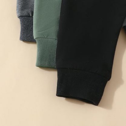 Trio Set of Cozy Pull-On Jogger Pants for Baby Boys - Image 5
