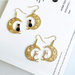 Adorable Lunar Feline Enamel Earrings - Image 6