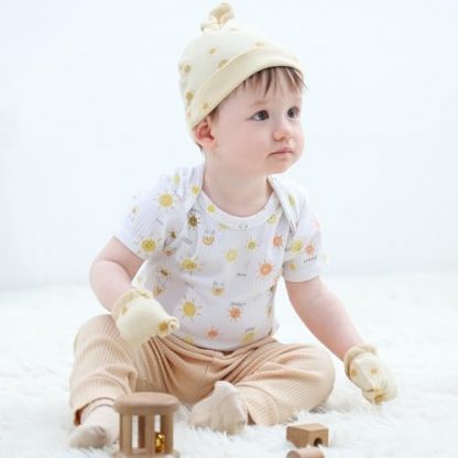Adorable Soft Cotton Infant Bodysuit with Short Sleeves - Image 2