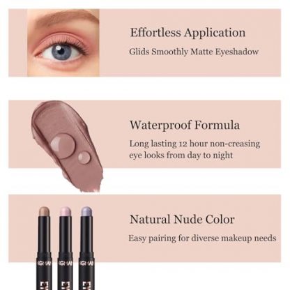 Matte Cream Eyeshadow Stick in Taupe: Waterproof, Long-Lasting, and Blendable - Image 4