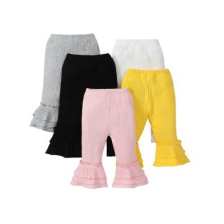 Adorable Toddler and Baby Girl Stretchy Flare Pants with Ruffle Detailing - 5-Pack