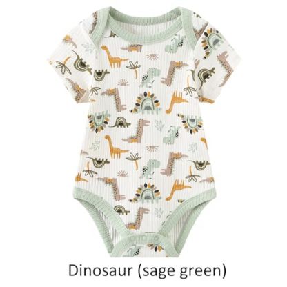 "Charming 6-Pack Baby Bodysuits: Soft Ribbed Cotton Rompers" - Image 4