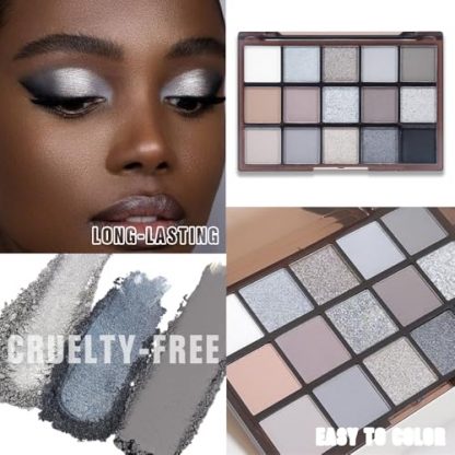 Smokey Black & Silver Eye Shadow Palette - Vegan and Cruelty-Free - Image 4