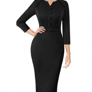 Elegant Pleated V-Neck Pencil Dress for Professional Occasions