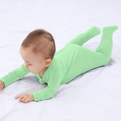 Comfortable Baby Boy Footed Pajamas with Mittens and 2-Way Zipper - Image 4