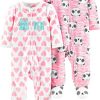 Pink Heather Panda/White Hearts