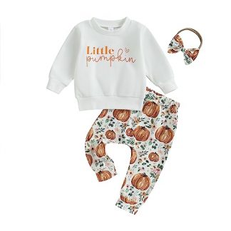 Adorable Pumpkin-Themed Winter Outfit for Baby Girls