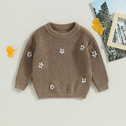 Petite Petal-Embroidered Crewneck Pullover for Infants - Image 3