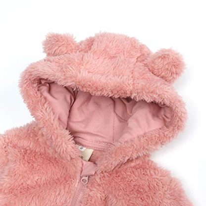Adorable Fleece-Lined Bear-Themed Snowsuit for Newborns - Image 3