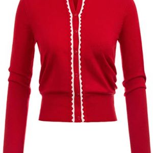 Chic Color Block Women's Cardigan Sweater