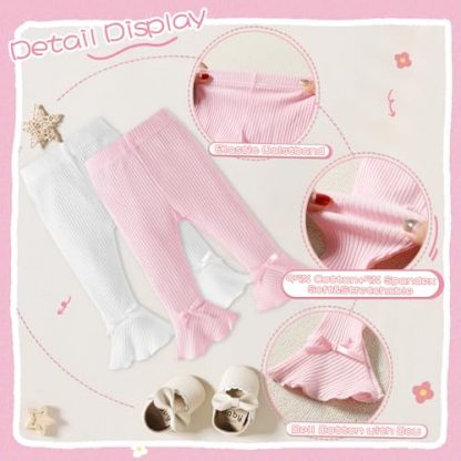 Adorable Ribbed Flare Leggings for Infant and Toddler Girls, Pack of 5 - Image 3